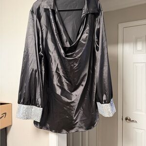 SHEIN Black Satin Top
